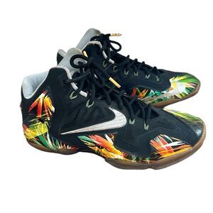 Nike Lebron 11 Everglades Men's Size 8 Black/Floral Sneakers (616175-006)